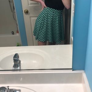 Mint Green and Black Skater Skirt